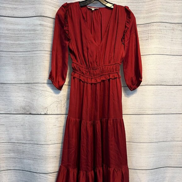 Tucker Tiered Silk Maxi Dress With Ruffle Size XS - Picture 1 of 3